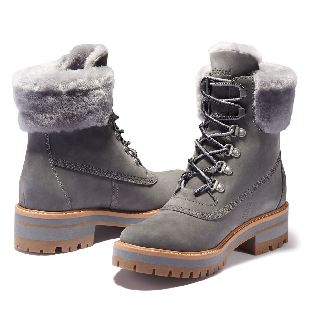 Bototos Timberland Mujer 6-Inch Courmayeur Valley Waterproof Gris - Chile LAN-631804